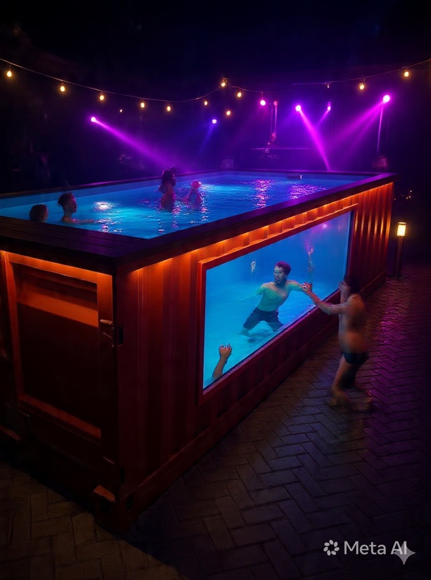 Fiesta Nocturna Donde Sea Piscinas Container