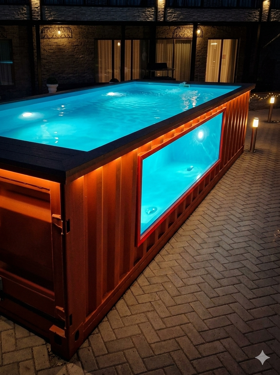 Ventana panorámica lateral Piscina Container Donde Sea