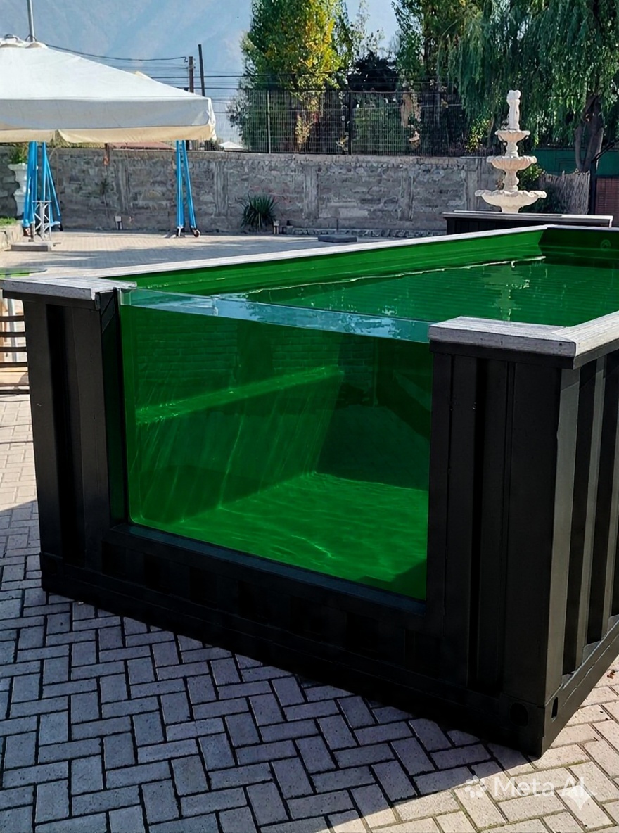 Piscina Container Donde Sea Negro Esmeralda Escuro Borde Blanco
