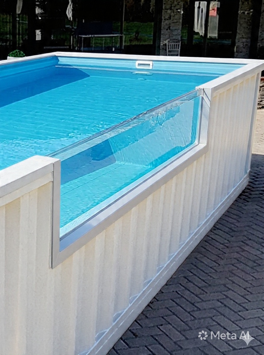 Simulación Ventana infinita lateral Piscina Container Donde Sea Blanca Perla